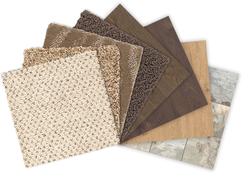 Flooring samples - Laminate, carpet, and various flooring materials